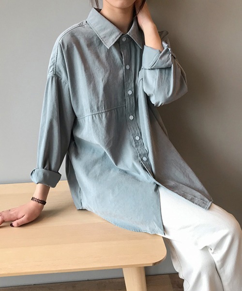 Miniministore(ミニミニストア)の「シャツブラウス レディース長袖トップス(シャツ/ブラウス・レディース・ブルー/ホワイト/ベージュ・M/L)」の9枚目の写真