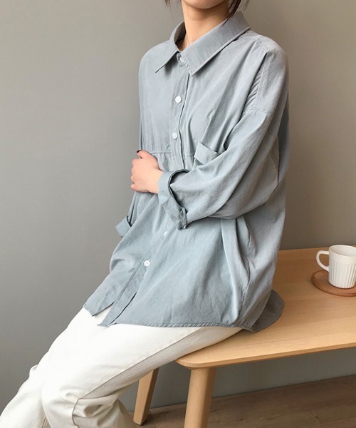 Miniministore(ミニミニストア)の「シャツブラウス レディース長袖トップス(シャツ/ブラウス・レディース・ブルー/ホワイト/ベージュ・M/L)」の10枚目の写真
