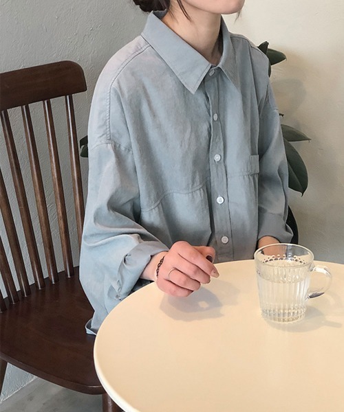Miniministore(ミニミニストア)の「シャツブラウス レディース長袖トップス(シャツ/ブラウス・レディース・ブルー/ホワイト/ベージュ・M/L)」の12枚目の写真
