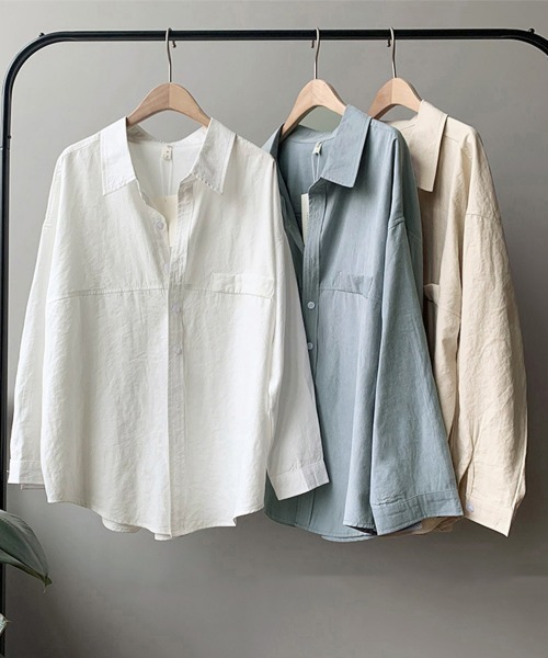 Miniministore(ミニミニストア)の「シャツブラウス レディース長袖トップス(シャツ/ブラウス・レディース・ブルー/ホワイト/ベージュ・M/L)」の14枚目の写真