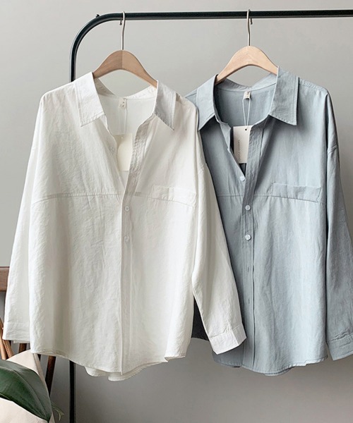 Miniministore(ミニミニストア)の「シャツブラウス レディース長袖トップス(シャツ/ブラウス・レディース・ブルー/ホワイト/ベージュ・M/L)」の15枚目の写真
