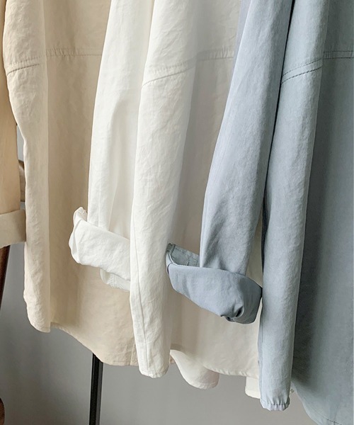 Miniministore(ミニミニストア)の「シャツブラウス レディース長袖トップス(シャツ/ブラウス・レディース・ブルー/ホワイト/ベージュ・M/L)」の19枚目の写真