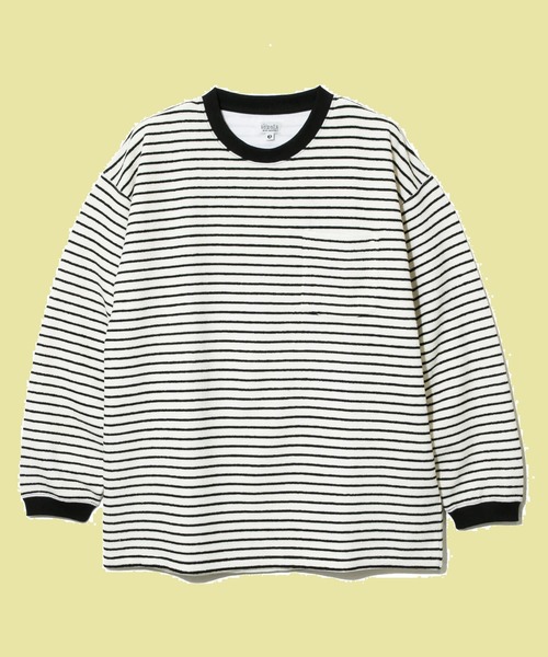 AOZORA（アオゾラ）の「AOZORA/アオゾラ 　接結ボーダー ロンTEE（Tシャツ/カットソー・メンズ・アイボリー/ブラウン/グレー・LARGE/MEDIUM）」の2枚目の写真