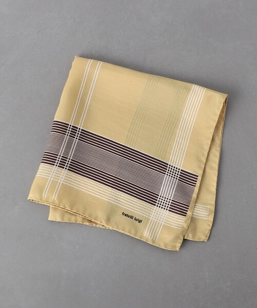 Fratelli Luigi(フラテッリルイージ)の「<FRATELLI LUIGI> カラー ラインプリント ポケットチーフ(ポケットチーフ・メンズ・グレー/ベージュ・FREE)」の2枚目の写真