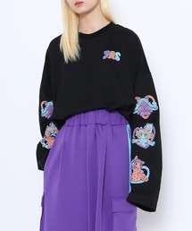 CAT'SスリーブプリントビッグロンT