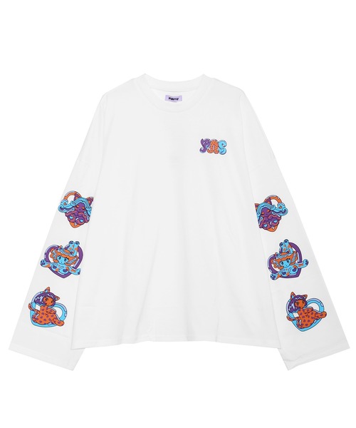 PUNYUS(プニュズ)の「CAT'SスリーブプリントビッグロンT(Tシャツ/カットソー・レディース・ホワイト/ブラック・3/4)」の10枚目の写真
