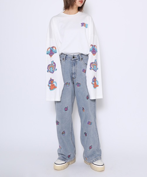 PUNYUS(プニュズ)の「CAT'SスリーブプリントビッグロンT(Tシャツ/カットソー・レディース・ホワイト/ブラック・3/4)」の8枚目の写真