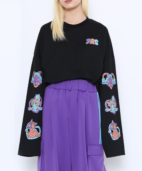 PUNYUS(プニュズ)の「CAT'SスリーブプリントビッグロンT(Tシャツ/カットソー・レディース・ホワイト/ブラック・3/4)」の18枚目の写真