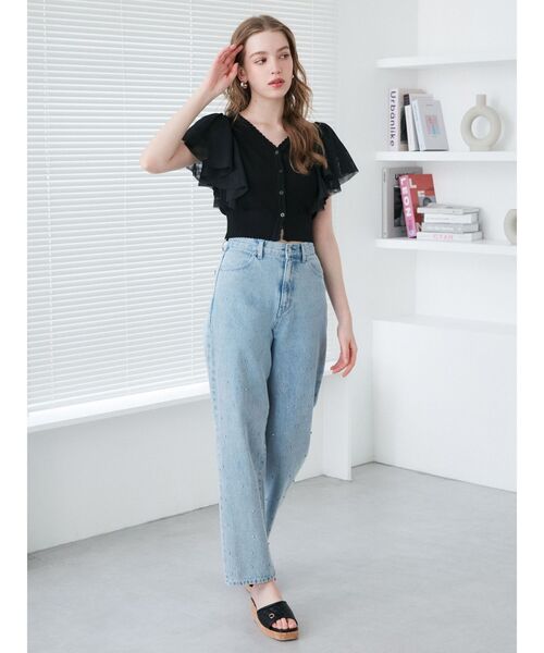 CALNAMUR(カルナムール)の「チュールラッフル2WAYプルオーバー(ニット/セーター・レディース・ブラック/ライトブルー/ホワイト・FREE)」の5枚目の写真