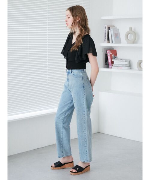 CALNAMUR(カルナムール)の「チュールラッフル2WAYプルオーバー(ニット/セーター・レディース・ブラック/ライトブルー/ホワイト・FREE)」の7枚目の写真