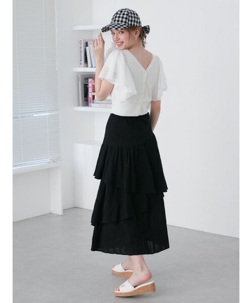 CALNAMUR(カルナムール)の「チュールラッフル2WAYプルオーバー(ニット/セーター・レディース・ブラック/ライトブルー/ホワイト・FREE)」の9枚目の写真