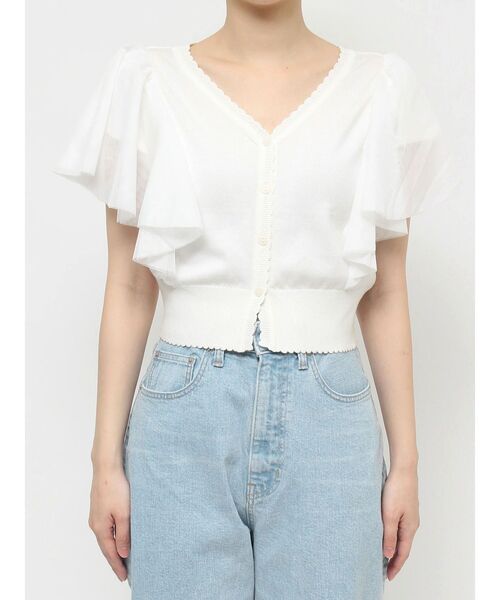 CALNAMUR(カルナムール)の「チュールラッフル2WAYプルオーバー(ニット/セーター・レディース・ブラック/ライトブルー/ホワイト・FREE)」の15枚目の写真