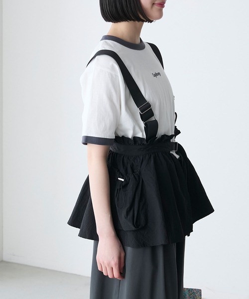forksy.(フォルクシー)の「【forksy.】ワンポイントロゴリンガー刺繍半袖Tシャツ(Tシャツ/カットソー・レディース・コーラル/ネイビー/オフホワイト/ブラック・FREE)」の7枚目の写真