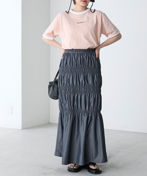 forksy.(フォルクシー)の「【forksy.】ワンポイントロゴリンガー刺繍半袖Tシャツ(Tシャツ/カットソー・レディース・コーラル/ネイビー/オフホワイト/ブラック・FREE)」の17枚目の写真
