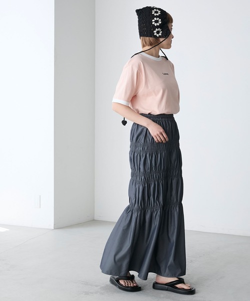 forksy.(フォルクシー)の「【forksy.】ワンポイントロゴリンガー刺繍半袖Tシャツ(Tシャツ/カットソー・レディース・コーラル/ネイビー/オフホワイト/ブラック・FREE)」の18枚目の写真