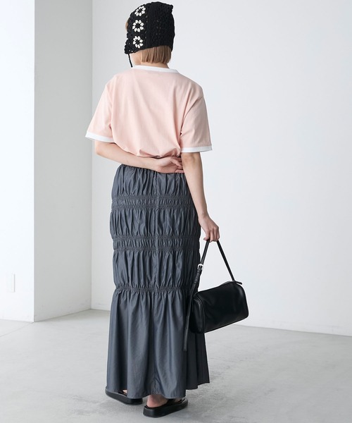 forksy.(フォルクシー)の「【forksy.】ワンポイントロゴリンガー刺繍半袖Tシャツ(Tシャツ/カットソー・レディース・コーラル/ネイビー/オフホワイト/ブラック・FREE)」の19枚目の写真