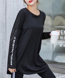 HYSSHOP(エイチワイエスショップ)のレディース 長袖ライン柄ロング丈ヨガトップス ピラティスウェア(その他トップス)