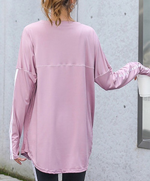 セール】レディース 長袖ライン柄ロング丈ヨガトップス ピラティス