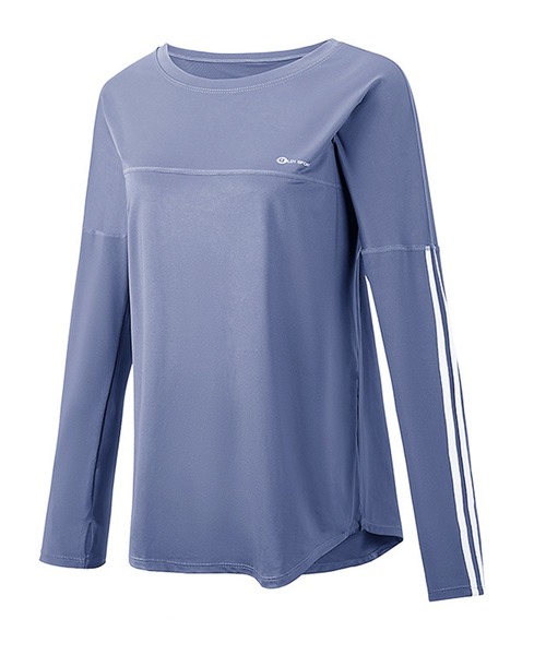 レディース 長袖ライン柄ロング丈ヨガトップス ピラティスウェア