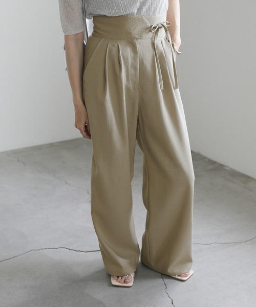 セール】ハイウエストサイドベルトワイドパンツ（その他パンツ