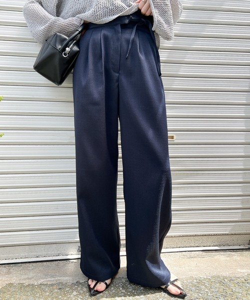 セール】ハイウエストサイドベルトワイドパンツ（その他パンツ