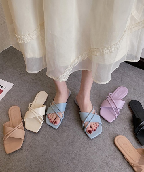 Miniministore（ミニミニストア）の「フラットサンダル 美脚 スリッパ 夏（サンダル・レディース・キャメル/ラベンダー/ブルー/ブラック/アイボリー・24.5cm/23.0cm/25.0cm/22.5cm/23.5cm/24.0cm）」の21枚目の写真