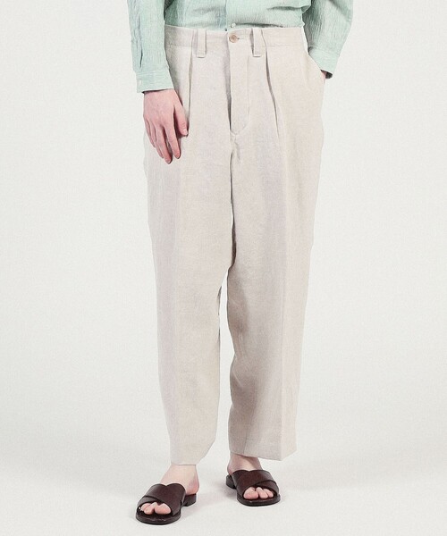 HAVERSACK(ハバーザック)の「HAVERSACK ATTIRE リネン 1プリーツパンツ(スラックス・メンズ・ホワイト・M/S)」の2枚目の写真