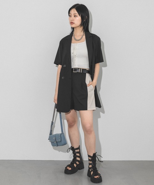 PAGEBOY（ページボーイ）の「サイドキリカエショートパンツ（その他パンツ・レディース・ベージュ/ブラック/チャコールグレー・FREE）」の9枚目の写真