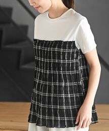 異素材シャーリングドッキングT