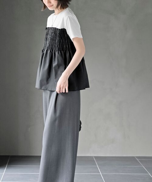 rps（アールピーエス）の「異素材シャーリングドッキングＴ（Tシャツ/カットソー・レディース・ストライプ/ブラック・フリー）」の19枚目の写真