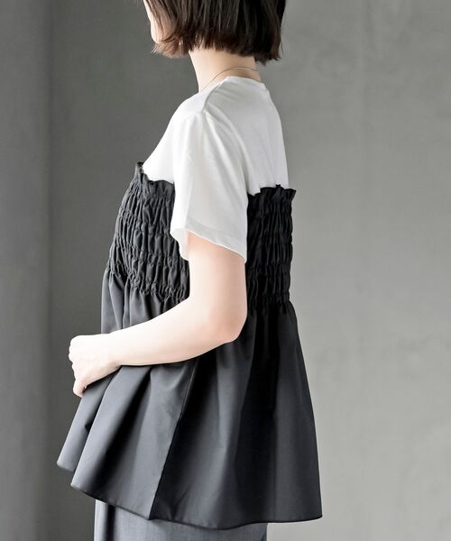 rps（アールピーエス）の「異素材シャーリングドッキングＴ（Tシャツ/カットソー・レディース・ストライプ/ブラック・フリー）」の15枚目の写真