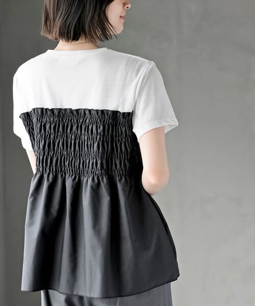 rps（アールピーエス）の「異素材シャーリングドッキングＴ（Tシャツ/カットソー・レディース・ストライプ/ブラック・フリー）」の14枚目の写真