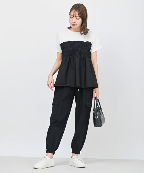 rps（アールピーエス）の「異素材シャーリングドッキングＴ（Tシャツ/カットソー・レディース・ストライプ/ブラック・フリー）」の12枚目の写真