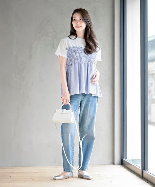 rps（アールピーエス）の「異素材シャーリングドッキングＴ（Tシャツ/カットソー・レディース・ストライプ/ブラック・フリー）」の11枚目の写真