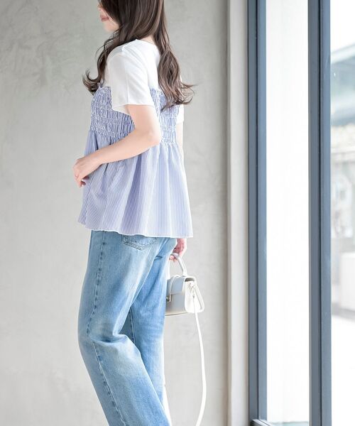 rps（アールピーエス）の「異素材シャーリングドッキングＴ（Tシャツ/カットソー・レディース・ストライプ/ブラック・フリー）」の10枚目の写真