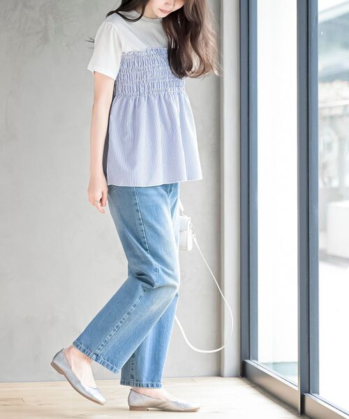 rps（アールピーエス）の「異素材シャーリングドッキングＴ（Tシャツ/カットソー・レディース・ストライプ/ブラック・フリー）」の8枚目の写真