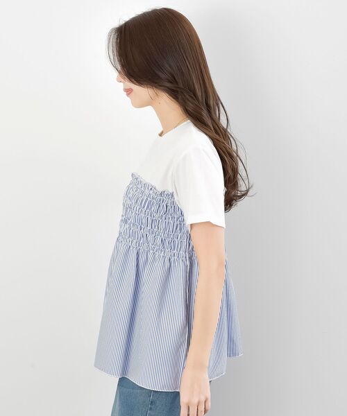 rps（アールピーエス）の「異素材シャーリングドッキングＴ（Tシャツ/カットソー・レディース・ストライプ/ブラック・フリー）」の3枚目の写真