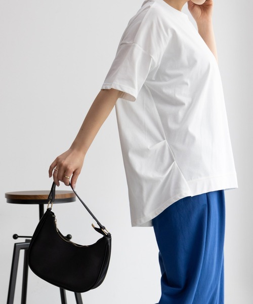 NAVY（ネイビー）の「NAVY 冷感 UVカット ドライ キレイ見えチュニックTシャツ（Tシャツ/カットソー・レディース・ホワイト/ベージュ/チャコールグレー・M/L/S/XL）」の8枚目の写真