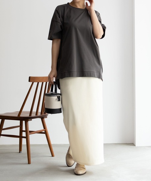 NAVY（ネイビー）の「NAVY 冷感 UVカット ドライ キレイ見えチュニックTシャツ（Tシャツ/カットソー・レディース・ホワイト/ベージュ/チャコールグレー・M/L/S/XL）」の10枚目の写真