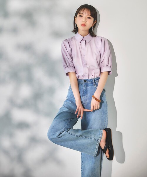 N.（N. Natural Beauty Basic）（エヌエヌナチュラルビューティーベーシック）の「【WEB限定】◆◇ポプリンボリュームスリーブブラウス（シャツ/ブラウス・レディース・ブルー/ブラック/パープル・MEDIUM）」の3枚目の写真