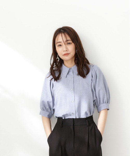 N.（N. Natural Beauty Basic）（エヌエヌナチュラルビューティーベーシック）の「【WEB限定】◆◇ポプリンボリュームスリーブブラウス（シャツ/ブラウス・レディース・ブルー/ブラック/パープル・MEDIUM）」の9枚目の写真