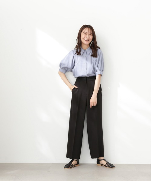N.（N. Natural Beauty Basic）（エヌエヌナチュラルビューティーベーシック）の「【WEB限定】◆◇ポプリンボリュームスリーブブラウス（シャツ/ブラウス・レディース・ブルー/ブラック/パープル・MEDIUM）」の11枚目の写真