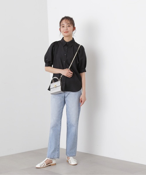 N.（N. Natural Beauty Basic）（エヌエヌナチュラルビューティーベーシック）の「【WEB限定】◆◇ポプリンボリュームスリーブブラウス（シャツ/ブラウス・レディース・ブルー/ブラック/パープル・MEDIUM）」の4枚目の写真