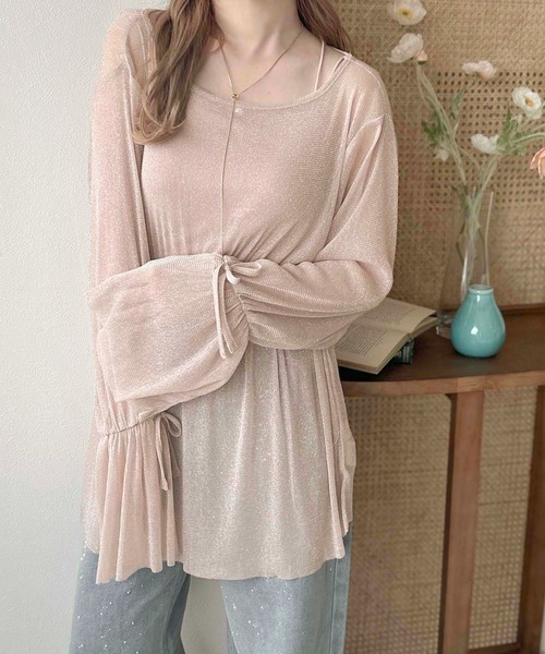 apres jour clair(アプレジュールクレア)の「【apres jour clair】ラメチュールトップス【ZOZOTOWN限定アイテム】(Tシャツ/カットソー・レディース・ピンクベージュ/アイボリー/グレー/シルバー・フリー/X-LARGE)」の3枚目の写真