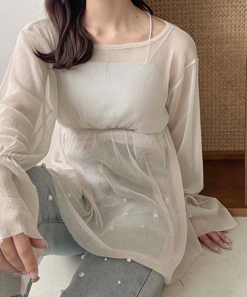apres jour clair(アプレジュールクレア)の「【apres jour clair】ラメチュールトップス【ZOZOTOWN限定アイテム】(Tシャツ/カットソー・レディース・ピンクベージュ/アイボリー/グレー/シルバー・フリー/X-LARGE)」の17枚目の写真