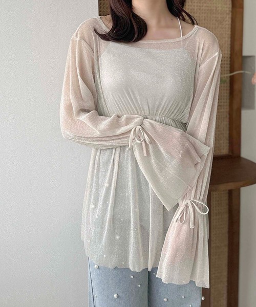 apres jour clair(アプレジュールクレア)の「【apres jour clair】ラメチュールトップス【ZOZOTOWN限定アイテム】(Tシャツ/カットソー・レディース・ピンクベージュ/アイボリー/グレー/シルバー・フリー/X-LARGE)」の12枚目の写真