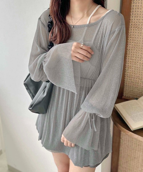 apres jour clair(アプレジュールクレア)の「【apres jour clair】ラメチュールトップス【ZOZOTOWN限定アイテム】(Tシャツ/カットソー・レディース・ピンクベージュ/アイボリー/グレー/シルバー・フリー/X-LARGE)」の18枚目の写真