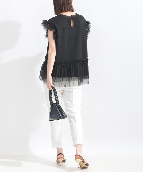 PICCIN（ピッチン）の「【WEB限定】チュールフリルトップス（Tシャツ/カットソー・レディース・ブラック/ブルー・M）」の4枚目の写真
