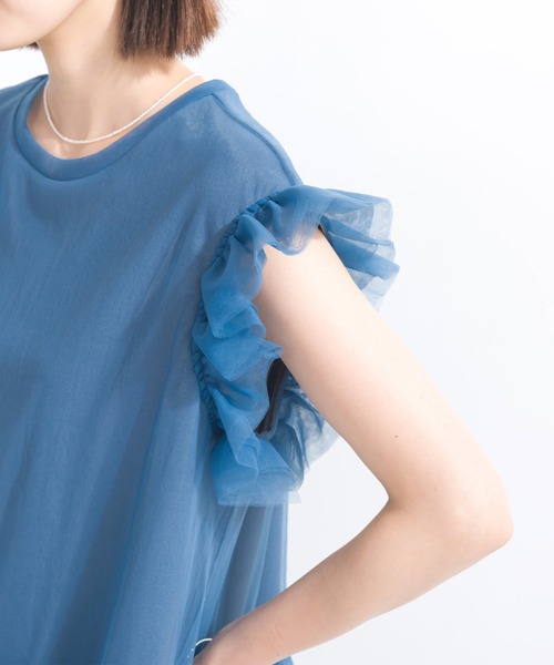PICCIN（ピッチン）の「【WEB限定】チュールフリルトップス（Tシャツ/カットソー・レディース・ブラック/ブルー・M）」の14枚目の写真