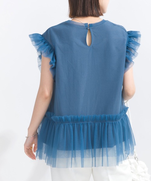 PICCIN（ピッチン）の「【WEB限定】チュールフリルトップス（Tシャツ/カットソー・レディース・ブラック/ブルー・M）」の7枚目の写真